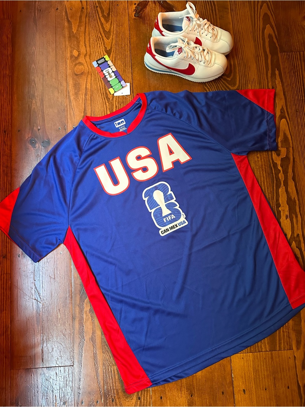 USA FIFA Blue & Red Athletic Tee